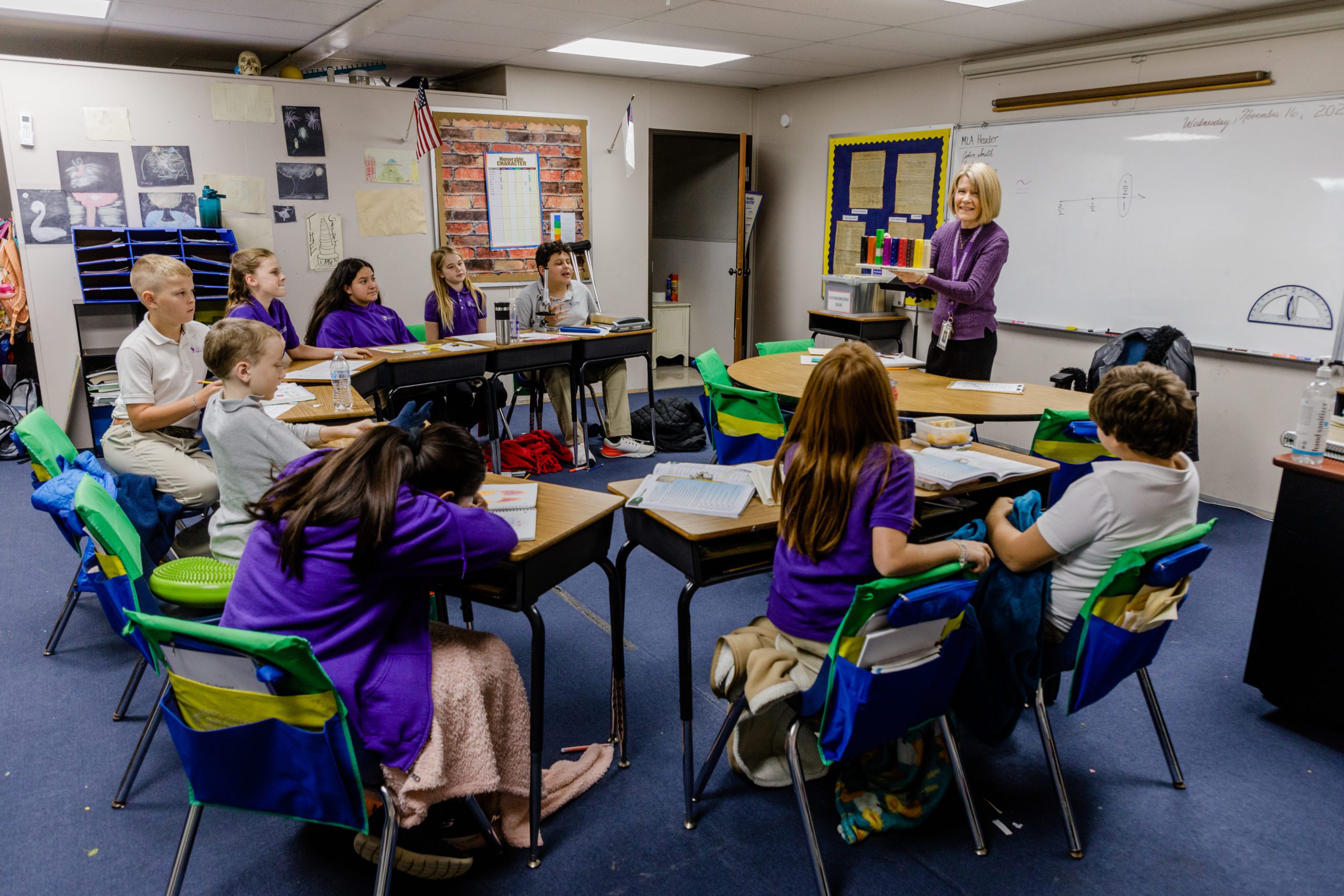 Teacher teaching students